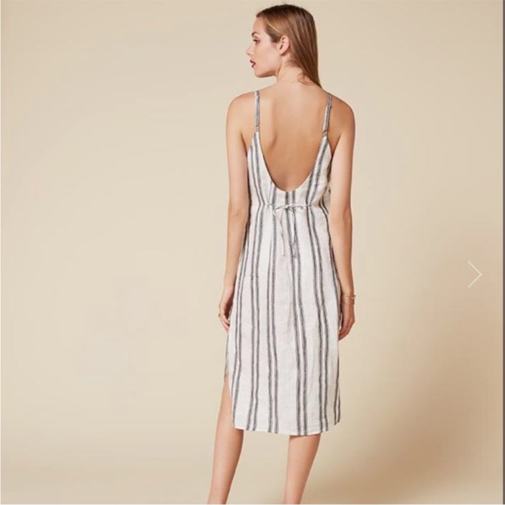 Reformation Carmen Lace Up Dress in Black and White Stiped. Size X-Small. - Picture 4 of 9